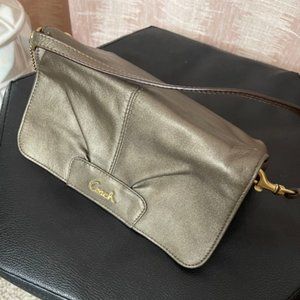 Designer Coach Small handbag wallet clutch silver